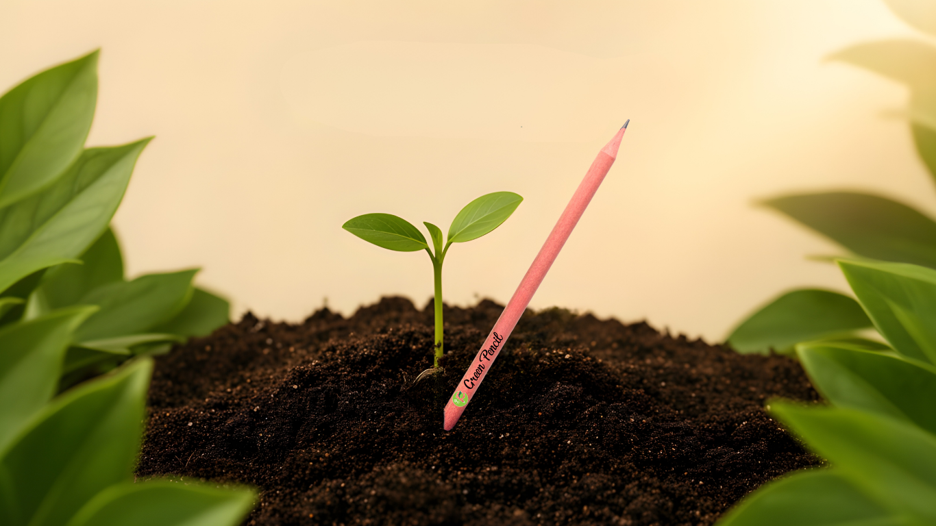 Green Pencil - Plantable seed pencil growing in soil